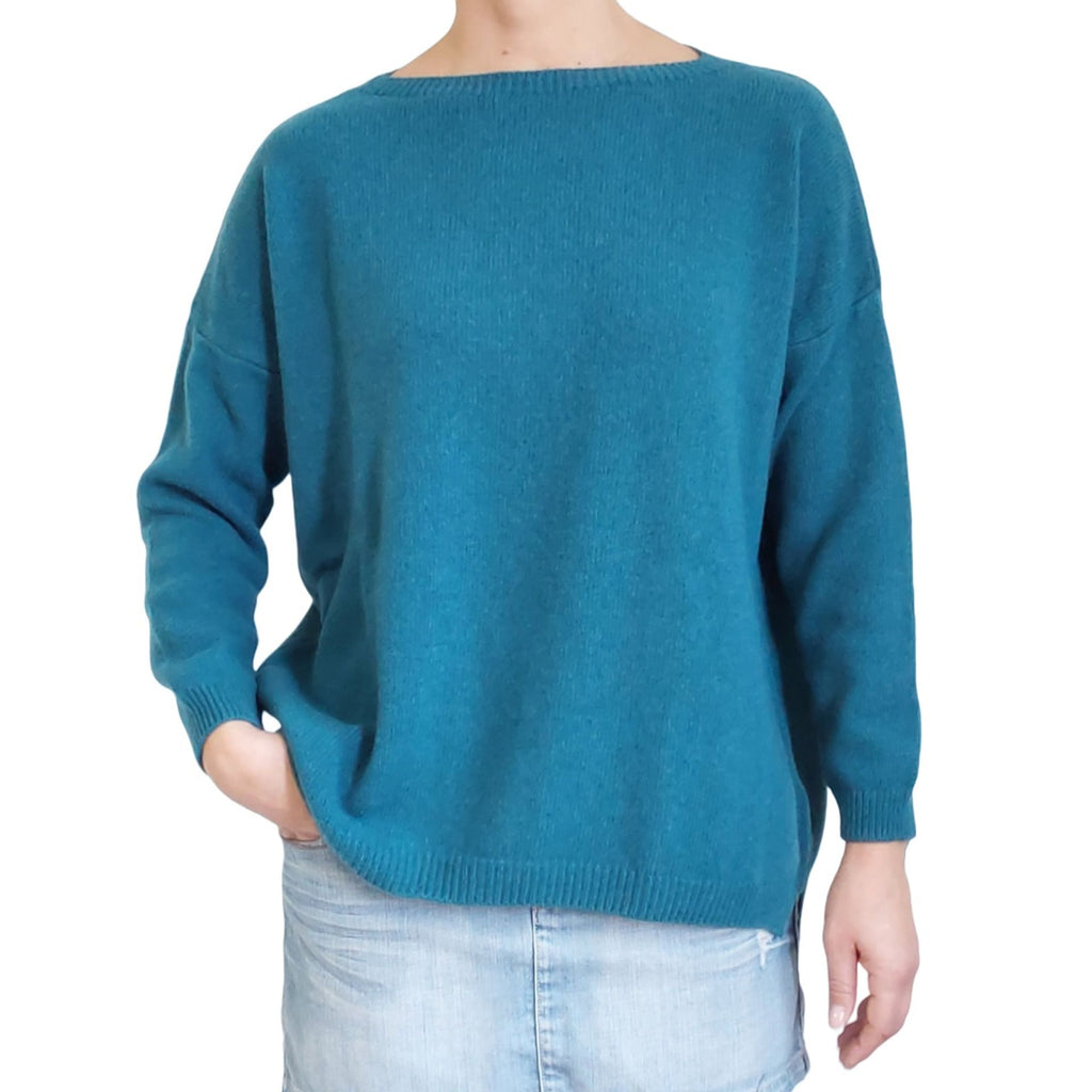 100% Cashmere DBT-FF7 Maglia Maglione Donna Made in Italy Verde Acqua - BeFashion.it