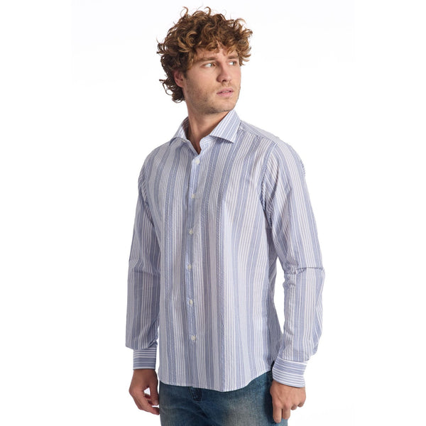 Baldinini Trend LIGHT SEERSUKER 19884 Camicia Uomo Made in Italy Azzurro